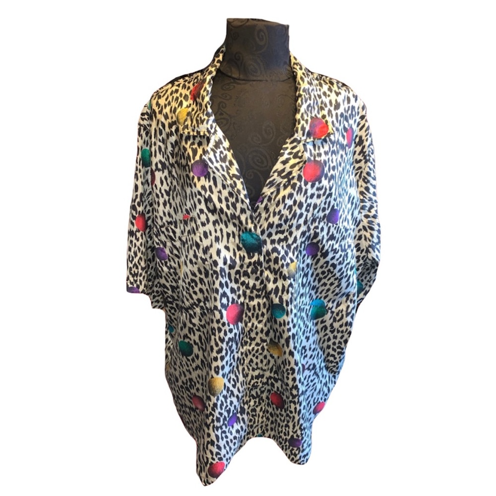 Cheetah Print and Polka Dot Printed Button Up